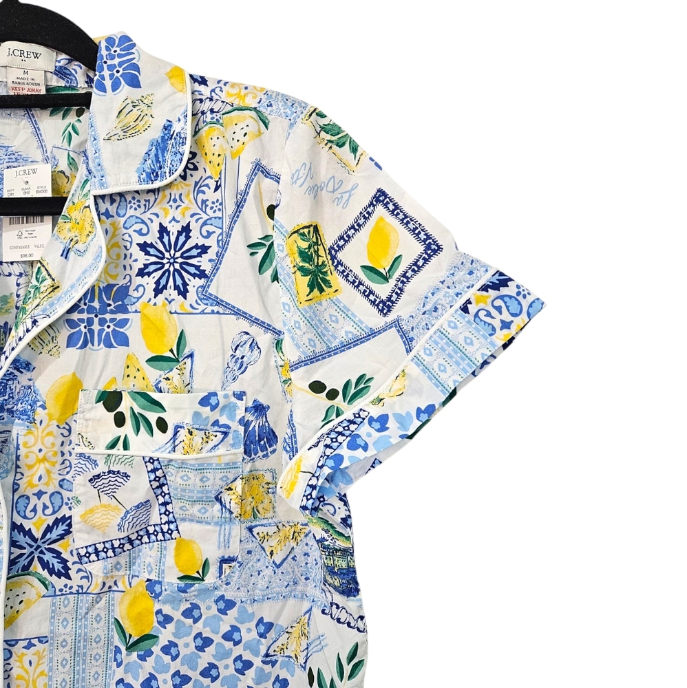 NWT J.Crew Coastal Fruit Lemon Print Pajama Top Size M - Picture 2 of 6
